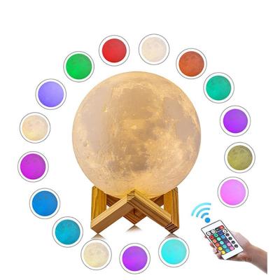 China Modern Gifts for Friends Lover Kids USB Control 16 Colors Outdoor 3D Printing Moon Night Fill Light for sale