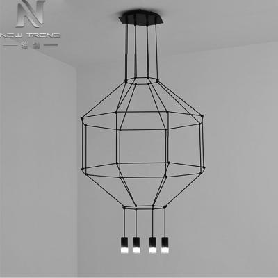 China Modern Modern Home Decor Hanging Lighting Black Metal Acrylic Led Chandelier for sale