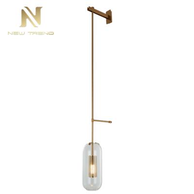 China Profession quality modern color glass cover antique brass iron led wall light for sale