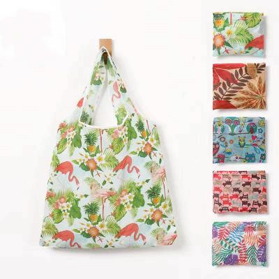 China Wholesale Reusable Eco-friendly Reusable Full Color Waterproof 190T Polyester Foldable Shopping Bag for sale