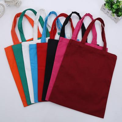 China Promotional Gift Reusable Custom Handled Colors Cotton Canvas Shopping Tote Bags for sale