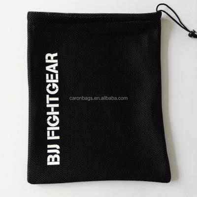 China Factory Promotion Custom Sandwich Drawstring Mesh Black Nylon Rope Handle Small Bag for sale