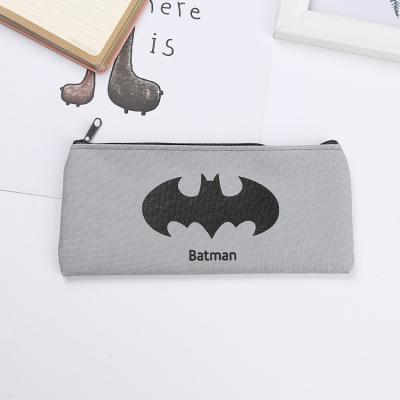 China Schools & Plain Gray Canvas Zipper Pocket Offices Pen Bag Custom Stationery Bag for sale