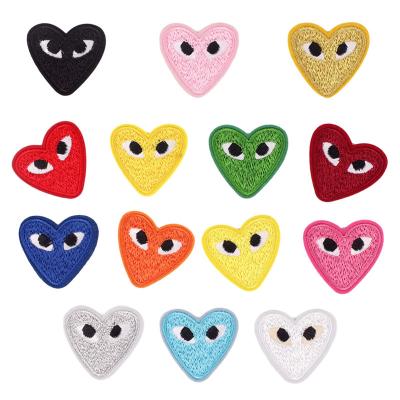 China DIY Handmade Clothing Accessories Appliques Cartoon Embroidered Iron On Eye Heart Patch for sale