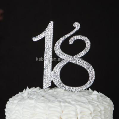 China Combine + AAA Grade Rhinestone Diamante High Quality Number 18th Birthday Cake Toppers For Party Decorations for sale