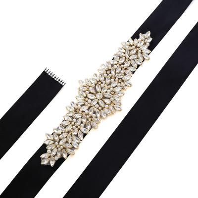 China Wedding dress or headband Crystal Rhinestone Wedding Bridal Belts handmade with ribbons for bridal dress for sale