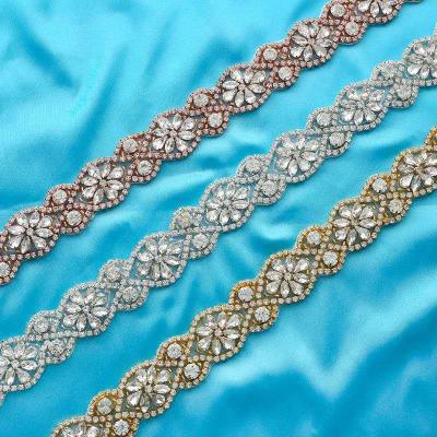 China Viable Bridal Dress Embellishments Rhinestone Crystal Applique For Wedding Sash Applique for sale