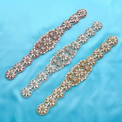 China Viable Wholesale Rhinestone Chain Trimming Bridal Sash Garment Accessories Wedding Applique for sale