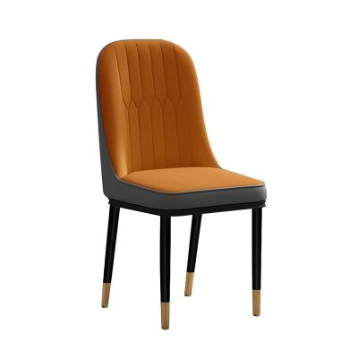 China Waterproof Modern Italian Style Colorful Household Restaurant Furniture Leather Dining Room Chairs Modern With Metal Frame for sale