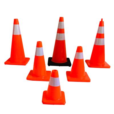 China Visible High PVC Cones Red+Orange Flexible Traffic Cone Reflective PVC Traffic Cone for sale