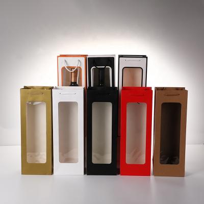 China Custom Luxury Recycled Champagne Bottle Paper Gift Bag711762 Materials Kraft Paper Wine Bag for sale