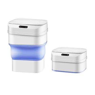 China New Product 16L Smart Stocked Trash Bin For Bathroom Toilet Kitchen Waste Storage Pliage for sale