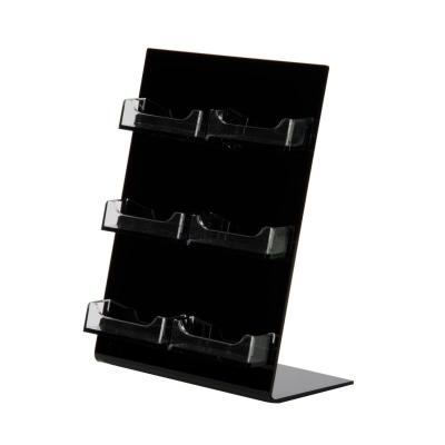 China Pure Durable Acrylic 6-Pocket Plexiglass Black Acrylic Business Card Display Holder for sale