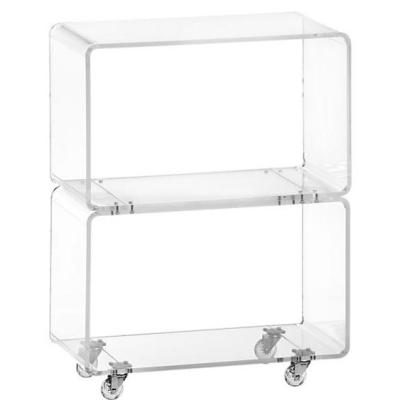 China Hotel Trolley Manufacturer Customized Clear Acrylic Trolley Rolling Two Shelf for sale