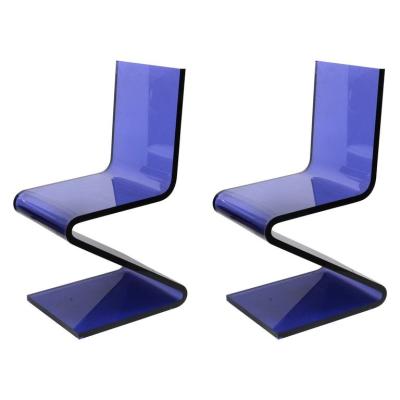 China Cooling Plexiglass Dining Chair Modern Cantilever Z Chairs In Blue Lucite Acrylic for sale