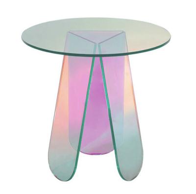 China Coffee Table Claiming Smooth Neon Acrylic Clear Round Side Side Table Glitter Design Accent Modern Table for sale