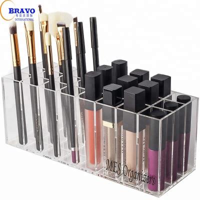 China 24 Free Space Clear Storage Cosmetic Makeup Lip Gloss Acrylic and Lipstick Holder Organizer for sale