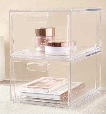 China Modern Hot Sales Stackable Clear Acrylic Makeup Storage Box Cosmetic Organizer With Drawer for sale