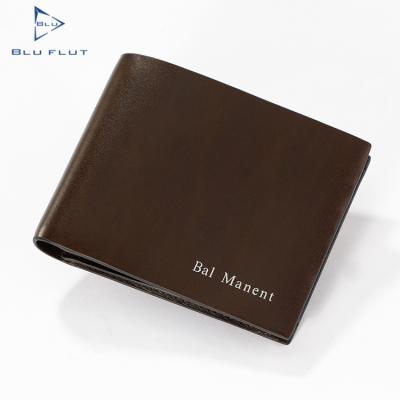 China Fashion RFID Blu Flut Genuine Cowhide Leather Wallet With Money Clip Gentlemen's Wallet Genuine Leather Slim Stylish rfid blocking wallet for sale