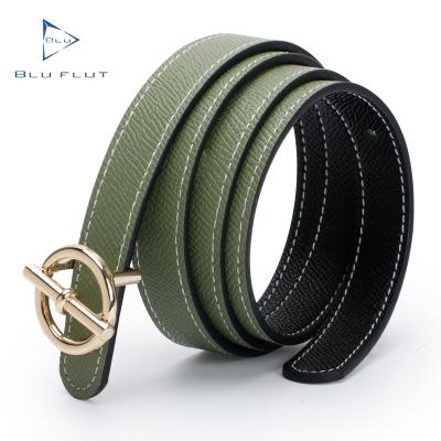 China 2022 Newest Design Blu Flut Alloy Buckle Pin Buckle Style Cowhide Leather Belt Ladies Waist Trend Belt Alloy Pin Buckle Women Belt Guangzhou for sale