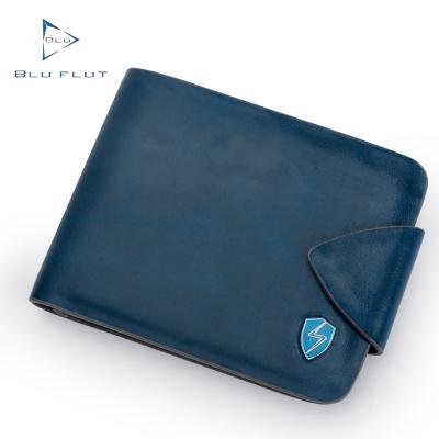 China RFID Blu Flut RFID Blocking Wholesale New Design Grain Leather Top Men's Wallet Slim Credit Card Wallets for sale