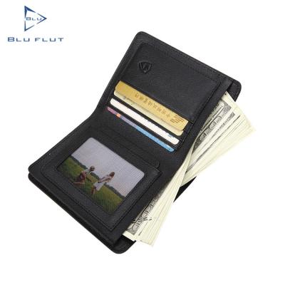 China No silver blue minimalist wallets factory price customization flut high quality genuine leather custom designs rfid wallet for men for sale