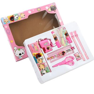 China Kid Stationery Set Kids HB Wooden Pencil Set Sharpener Eraser Kindergarten Gift Prize School Stationery Gift Set for sale