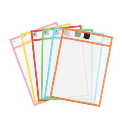 China Registration & Eco-Friendly Home Education Transparent PET Reusable Dry Erase Drawing Pouches for sale