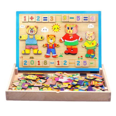 China Cartoon Toy Magnetic Letters Numbers Animals Learning Games Drawing Board with Write Beside Doodle Drawing Dry Erase Board Wooden Toy for sale