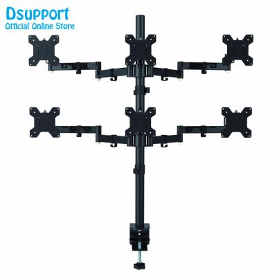 China Heavy Duty & Fully Adjustable Six Arms LCD LED Monitor Desk Mount Brackets 6 Mount Brackets 180 Degree Pull Out Swivel Arm DS-MD68126 for sale