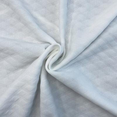 China Anti-Static Jacquard Knitted White Soft 100% Polyester Fabric Cloth For Home Textile Mattress for sale