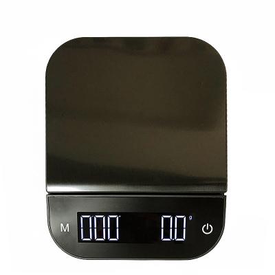 China With Tray New Arrival Top Quality Digital Kitchen Scale 3kg Black Electronic Coffee Weight Scale With Timer for sale