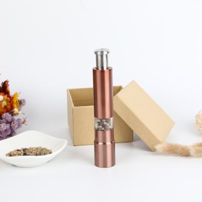 China Sustainable Rose Gold Kitchen Pepper Grinder Pepper Mill Stainless Steel Manual Salt and Pepper Grinder for sale