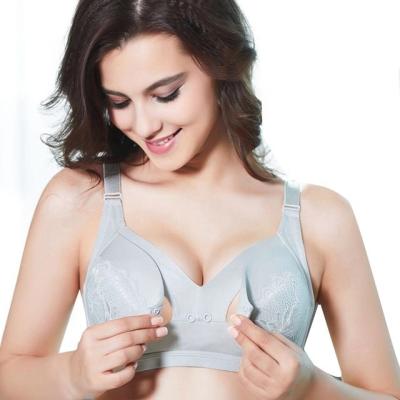 China Wholesale Antibacterial Front Open Feeding Pregnant Women Breastfeeding Bra Maternity Breastfeeding Bra Antibacterial Large Size Thin Lift Up for sale