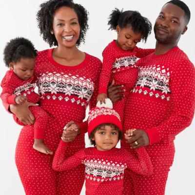 China 2021 Breathable Long Sleeve Tee And Red Plaid Pants Loungewear Chirstmas Family Pajamas Set for sale