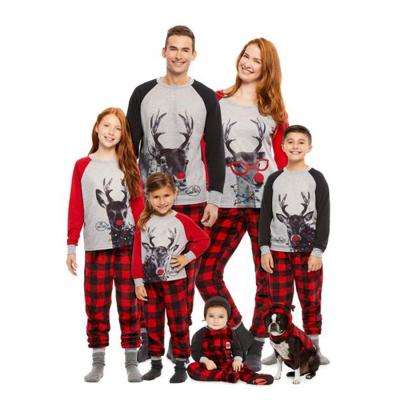 China 2021 New Christmas Breathable Deer Printed Kids Woman Pajamas Family Sleepwear Set for sale