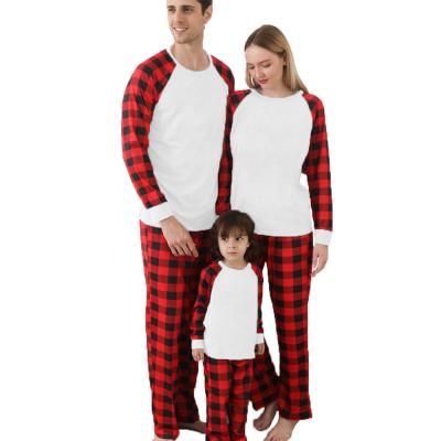 China Anti-wrinkle Christmas Pajamas Family Set Sublimation Winter Blank Plaid Long Sleeve Tops Long and Pant Sleepwear Sets for sale