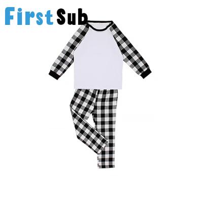 China Custom Anti-wrinkle Kids White Sublimation Pajamas Printing Buffalo Plaid Pajamas Matching Christmas Pajamas for sale