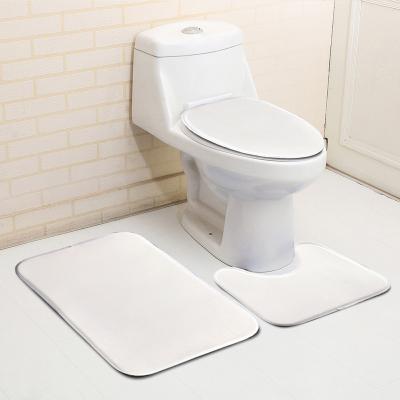 China Sublimation Durable Bathroom Covers Set Soft Plush 3 Piece Non-Slip Toilet Cover And Lid Cover for sale