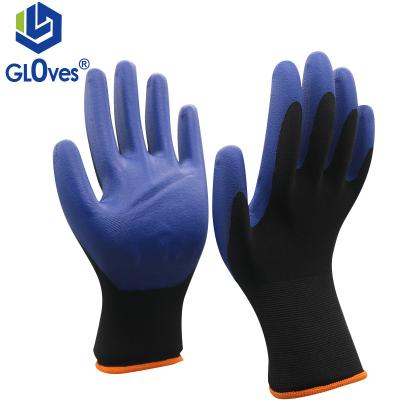 China LGSAFETY CE EN388 15 Finger Palm-Coated Nitrile-Coated Blue Pin Wear-Resistant Safety Oil and Gas Work Gloves for sale