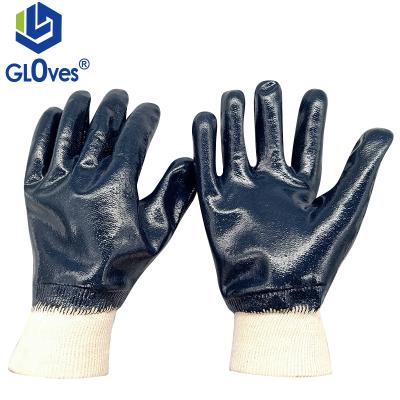 China Oil Proof LGSAFETY CE EN388 Knitted Full Nitriles Oil Coated Blue Gas Industry Work Gloves For Heavy Industry Chemical for sale