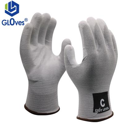 China LGSAFETY 18 Gauge Nylon Anti-Static Carbon Fiber Finger Palm PU Coated Anti-Static Gloves Touch Screen Work Gloves for sale