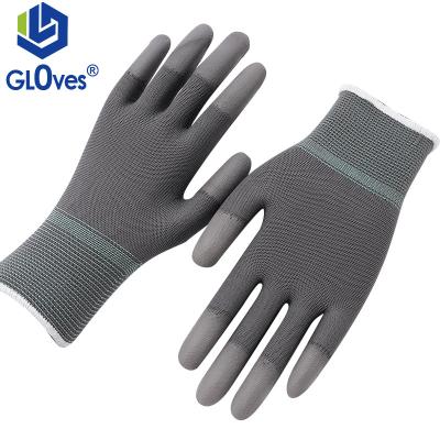 China Gray Gloves 13 Pin PU Antistatic Coated Finger Gloves Antistatic Work Gloves LGSAFETY CE EN388 EN420 for sale