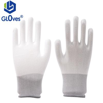 China LGSAFETY PU Work Gloves EN388 Wear Resistant White Protective Work Gloves Antistatic Gloves for sale