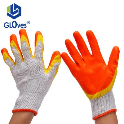 China LGSAFETY 7 Shiny Industrial Gauge Palm Yarn Immersion Latex Breathable Secondary Red Yellow White Shiny Latex Gloves for sale