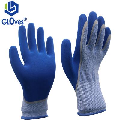 China LGSAFETY 13 Gauge Slip-resistance Blue Spandex Latex Scrub Garden Construction Safety Work Gloves CE EN388 for sale