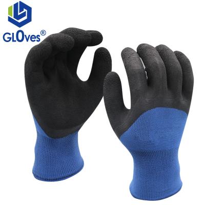 China LGSAFETY 13 Gauge Wear-Resistant Blue Nylon Striped Latex Foam Soft Coating Work Wear-Resistant Non-Slip Gloves for sale