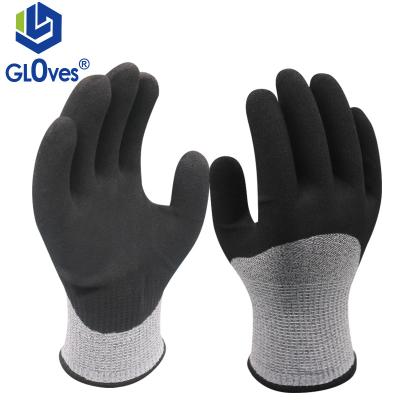 China LGSAFETY 13 Gauge Wear Resistant Grade 5 Cut Out HPPE Knitted Gloves Abrasion Resistant Oil Resistant Latex Work Gloves for sale