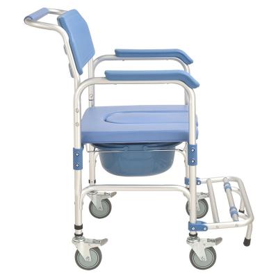 China Portable Aluminum Non-Adjustable Commode Chair Rehab Chair Home Use Toilet Wheelchairs Commode Aluminum Non-Adjustable Health Care Blue for sale