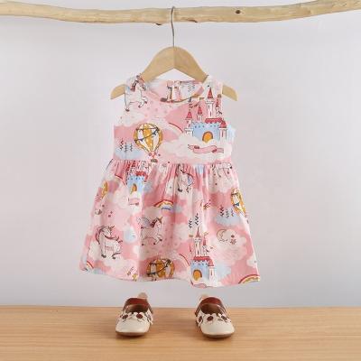 China Washable Casual Kids Wear Pink Dress 100% Cotton Toddler Dresses Dress Casual Girls for sale